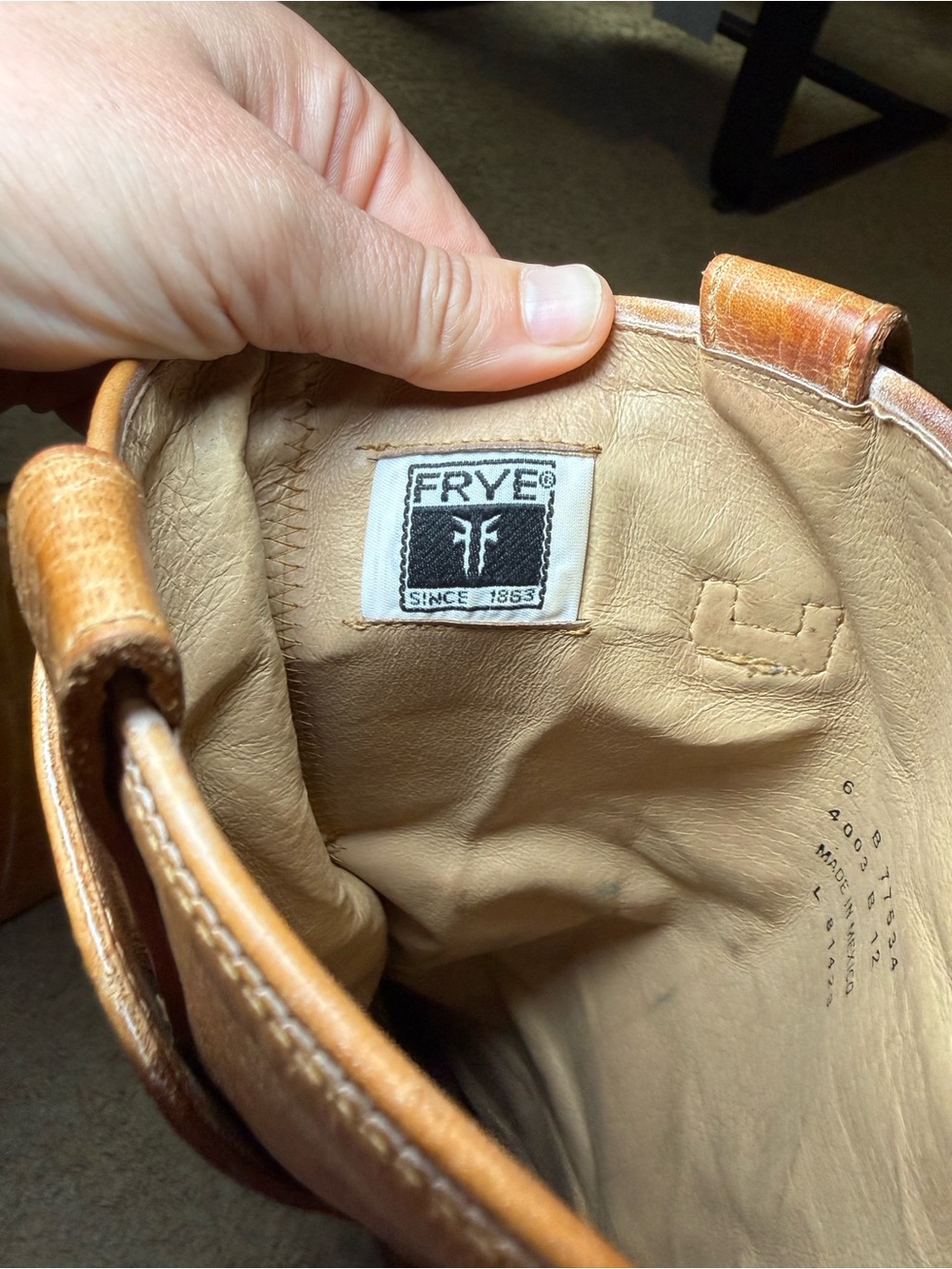 Frye Tall Leather Riding Boots in Cognac Brown - Picture 9 of 10